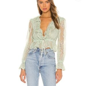 NWT! NBD Amie Blouse in Mint Green
